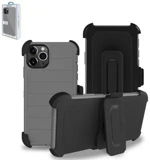 3-In-1 Hybrid Heavy Duty Holster Combo Case For APPLE IPHONE 11 PRO In Gray 3-In-1 Hybrid Heavy Duty Holster Combo Case For APPLE IPHONE 11 PRO In Gray