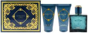 Versace Eros by Versace for Men - 3 Pc Gift Set 1.7 oz EDT Spray, 1.7 oz Comfort After Shave Balm, 1.7 oz Invigorating Shower Gel