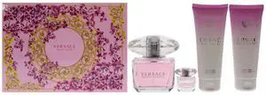Versace Bright Crystal by Versace for Women - 4 Pc Gift Set 3oz EDT Spray, 3.4oz Perfumed Body Lotion, 3.4oz Perfumed Bath and Shower Gel, 5ml EDT Splash Mini