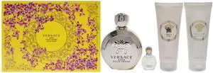 Versace Eros by Versace for Women - 4 Pc Gift Set 3.4oz EDP Spray, 3.4oz Body Lotion, 3.4oz Bath and Shower Gel, 0.17oz EDP Rollerball Mini