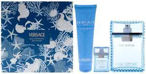 Versace Man Eau Fraiche by Versace for Men - 3 Pc Gift Set 3.4oz EDT Spray, 0.17oz EDT Spray (Mini), 5oz Bath and Shower Gel