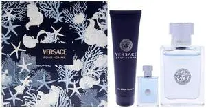 Versace Pour Homme by Versace for Men - 3 Pc Gift Set 3.4oz EDT Spray, 0.17oz EDT Spray (Mini), 5oz Bath and Shower Gel