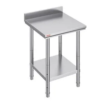 VEVOR 24 x 24 x 35 Inch Stainless Steel Work Table, Commercial Food Prep Worktable Heavy Duty Prep Worktable, Metal Work Table with Adjustable Height for Restaurant, Home and Hotel