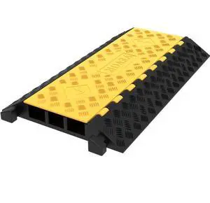 VEVOR Rubber Cable Guard, 3-Channel, 2 x 2.3 in - Durable Cord Protection Ramp for Driveways, 6600 lbs Capacity