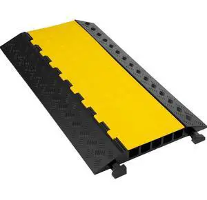 VEVOR 5 Channel Cable Protectors Extreme Rubber Cable Ramps Heavy Duty Protective Cable Wire Cord Ramp Driveway Rubber Traffic Speed Bumps Cable Protector (5-Channel, 1Pack-18000Lb)