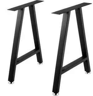 VEVOR Metal Table Legs 28 x 17.7 inch A-Shaped Desk Legs Set of 2 Heavy Duty Bench Legs with Polyurethane Coating, Furniture Legs with Floor Protectors, Wrought Iron Coffee Table Legs for Home DIY Bla
