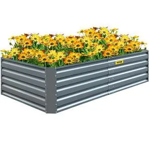 VEVOR Galvanized Raised Garden Bed, 80\" x 40\" x 19\" Metal Planter Box, Gray Steel Plant Raised Garden Bed Kit, Planter Boxes Outdoor for Growing Vegetables,Flowers,Fruits,Herbs,and Succulents