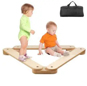 VEVOR Balance Beam Stepping Stones, 3 PCS Wooden Toddler Balance Boards, Montessori Toy for Kids 2-6, Build Coordination and Gross Motor Skills, Gymnastics Course Indoor & Outdoor for Girls Boys Gift