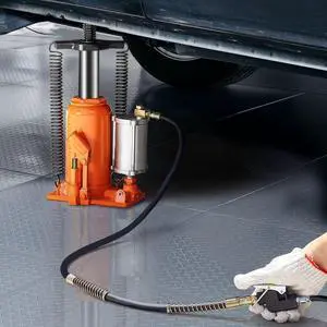 VEVOR Air Hydraulic Bottle Jack, 20 Ton (44092 lbs) Capacity, 10.2-19.5 Inch Lifting Range, Pneumatic/Manual Heavy Duty Welded Bottle Jack with Pump for Car, SUV, Pickup, Truck, RV Auto Repair, Orange