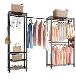 VEVOR Clothing Garment Rack, Heavy Duty Clothes Rack, Freestanding Clothes Racks with Steel Frame, 800 lbs Load Capacity Closet Wardrobe with Storage Shelves for Bedroom, Clothing Store, Hallway