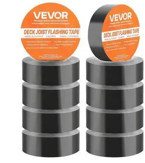 VEVOR Deck Joist Tape, 2 inch x 50 ft, 10 Pack, Weather-Resistant Waterproof Flashing Butyl Joist Tape for Decking, Self-Adhesive, for Wood Decks, Beams Roofs, RVs, House, and Pipes Repair, Black VEVOR Deck Joist Tape, 2 inch x 50 ft, 10 Pack, Weather-Resistant Waterproof Flashing Butyl Joist Tape for Decking, Self-Adhesive, for Wood Decks, Beams Roofs, RVs, House, and Pipes Repair, Black