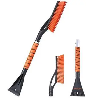 VEVOR Snow Brush and Ice Scrapers for Car Windshield, 27-inch Aluminum Snow Scraper Removal Tool with Foam Grip & Scratch-Free Bristles, Detachable and Easy-to-Carry for Cars, Trucks, SUVs, RVs