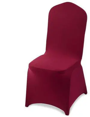 VEVOR 50 Pcs Burgundy Chair Covers, Polyester Spandex Chair Cover, Stretch Slipcovers for Wedding Party Dining Banquet Flat-Front Chair Covers, Fits Chair Measures up to 20.08 x 17.72 x 37.4 inch