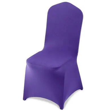 VEVOR 50 Pcs Purple Chair Covers, Polyester Spandex Chair Cover, Stretch Slipcovers for Wedding Party Dining Banquet Flat-Front Chair Covers, Fits Chair Measures up to 20.08 x 17.72 x 37.4 inch