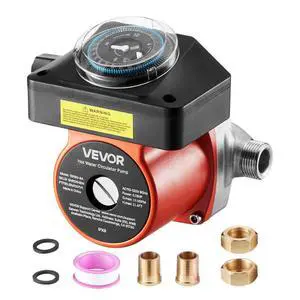 VEVOR Hot Water Recirculating Pump, with Timer, 10 GPM Instant Recirculation Pump Kit, Circulation Circulator System, 0.13 HP AC 110-120V, NPT 3/4 in to NPT 1/2 in Connector, for Solar Water Heater