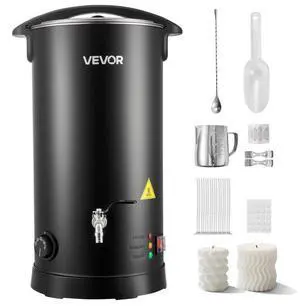 VEVOR Wax Melter for Candle Making, 15.9 Qts, Fast and Even Heating, with Easy Pour Spout and Temperature Control, Hourglass Base for Non-Stick Smooth Flow, Wax Melting Pot for Making Candles Soaps