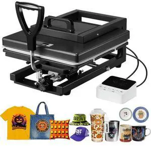 VEVOR Heat Press Machine, 15 x 15 inch, 8-in-1 Multifunction, Heat Up Fast and Even, All-New Patented Design, Easy to Control, Sublimation Press Machine for T-shirts/Mugs/Tumblers/Caps/Plates, Black