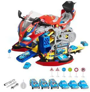 VEVOR Motorcycle Engine Toy, 25 Pieces, Motorcycle Mechanic Toy with Removable Parts, Lights & Sounds, Simulated Riding & Track Racing, Kids Mechanic Workshop Set for Toddler 3 Years and Up, Red