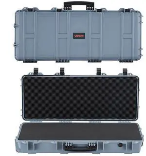 VEVOR Hard Rifle Case, Lockable Rifle Case with 4 Layers Pre-cut Foams, 36 in Gun Storage with Wheels, IP67 Waterproof & Dustproof Pistol Storage Cases for Rifles, Shotguns, Airsoft Guns, Grey