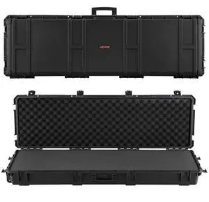 VEVOR Hard Rifle Case, Lockable Rifle Case with Pre-cut Foams, 52 in Gun Storage with Wheels, Heavy Duty IP67 Waterproof & Dustproof Pistol Storage Cases for Rifles, Shotguns, Airsoft Guns, Black