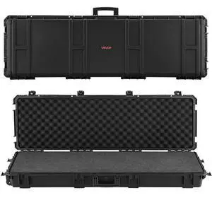VEVOR Hard Rifle Case, Lockable Rifle Case with Detachable XPE Foam, 50 in Gun Storage with Wheels, IP67 Waterproof & Dustproof Pistol Storage Cases for Rifles, Shotguns, Airsoft Guns, Black
