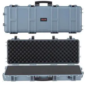 VEVOR Hard Rifle Case, Lockable Rifle Case with Pre-cut Foams, 40 in Gun Storage with Wheels, IP67 Waterproof & Dustproof Movable Large Pistol Storage for Rifles, Shotguns, Airsoft Guns, Grey