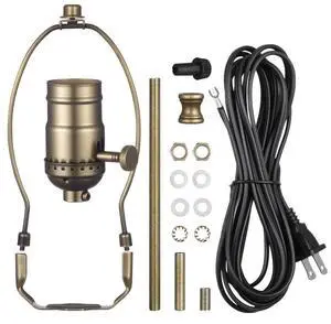 VEVOR Lamp Rewire Kit, E26 Lamp Socket with 12 ft Matching Cord, Antique Bronze Finish, Lamps Making Kit with All Essential Hardware, Light Wiring Kits for Table & Floor Lamps, DIY Rewire or Repair