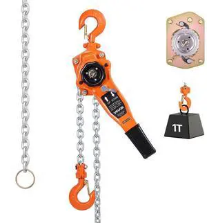 VEVOR Manual Lever Chain Hoist, 1T 2200LBS Capacity Heavy Duty Come Along, 10FT Lift G80 Alloy Steel Chain With Dual Pawl Mechanical Brake,360°Rotating Hooks, for Warehouse Construction Garage
