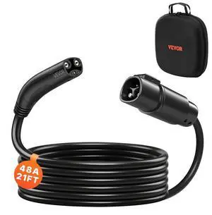 VEVOR EV Charger Extension Cable for Tesla, 48Amp 21 ft Max 240V 11.52 kW with NACS Plug, EV Extension Cord for Level 1/2 Tesla Mobile/Wall Connector/Destination Charger, Model Y/X/3/S, Carrying Bag