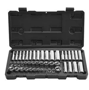 VEVOR Socket Set, 46 Pieces, 1/4 inch Drive Socket Tool Set, SAE and Metric Size, Deep and Standard, Mechanic Tool Kit with Storage Case, Chrome Plated CR-V Alloy Steel, for Automotive Repair