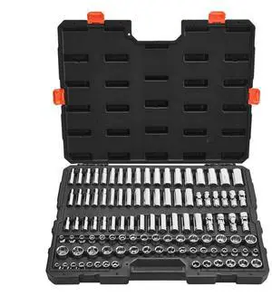 VEVOR Socket Set, 104 Pieces, 3/8 inch Drive Socket Tool Set, Metric Size from 6 to 24 mm, Deep and Standard, Mechanic Tool Kit with Storage Case, Chrome Plated CR-V Alloy Steel, for Automotive Repair