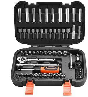 VEVOR Socket Set, 70 Pieces, 1/4 inch Drive Socket and Ratchet Set, SAE and Metric, Deep and Shallow, Mechanic Tool Kit with Bits, Accessories and Storage Case, CR-V Alloy Steel, for Automotive Repair