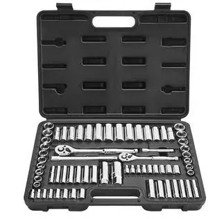 VEVOR Socket Set, 69 Pieces, 3/8 & 1/4 inch Drive Socket and Ratchet Set, SAE and Metric, Deep and Standard, Mechanic Tool Kit with Accessories and Storage Case, CR-V Alloy Steel, for Auto Repair