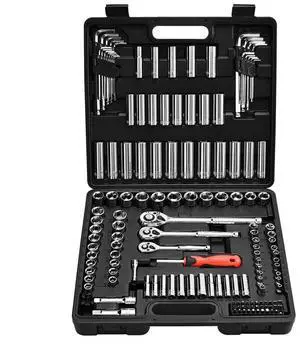 VEVOR Socket Set, 149 Pieces, 3/8 & 1/4 & 1/2 inch Drive Socket and Ratchet Set, SAE and Metric, Deep and Shallow, Mechanic Tool Kit with Bits, Accessories, Storage Case, CR-V Alloy Steel, for Repair