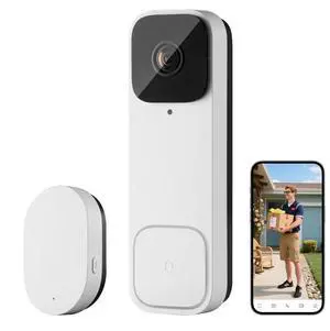 VEVOR Video Doorbell, 2K Wireless Camera Ring Doorbell Works with 170° Ultra-Wide View, 2-Way Audio, Motion Detection & Night Vision, Supports Alexei & Google, Cloud Storage, Battery/Wired Powered