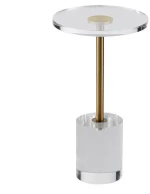 VEVOR Clear Acrylic End Table, Acrylic Side Table with a Solid Base, 11.9 x 11.9 inch Round Tabletop, 21.4 inch High, for Coffee, Drink, Food, Snack  in Living Room, Bedroom, and Study