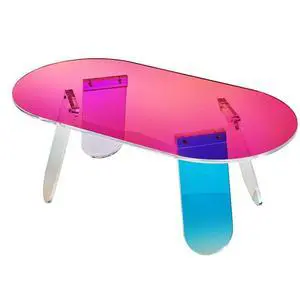 VEVOR Acrylic Coffee Table, Iridescent Acrylic End Table, 13.8 inch high Colorful Acrylic Side Table, for Coffee, Drink, Food, Snack  in Living Room, Courtyard, Terrace