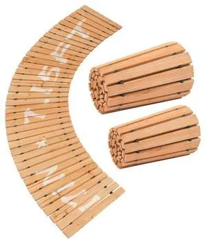 VEVOR Wooden Garden Pathway, 7 ft x 17 in, Non-Slip Curved Garden Walkway, Roll Out Cedar Outdoor Walkway Path with Wire Rope Connection, Decorative Lawn Paver for Backyard Boardwalk Wedding Party