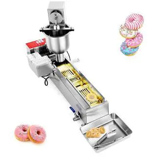 VEVOR Commercial Automatic Donuts Machine, Single Row Donuts Making Equipment, 90 pcs/hour Electric High Power Doughnut Maker, Stainless Steel Frying Auto Fryer, with 3 Size Molds, Auto Counting