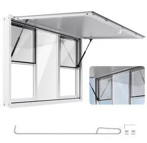 VEVOR Concession Window 60x36 in, Aluminum Alloy Service Window for Food Truck, Up to 85 Degrees Stand Serving Window with 6 Sliding Windows, Awning Door, and Drag Hook, for Concession Trailers
