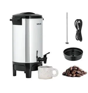 VEVOR Commercial Coffee Urn, 40 Cup 6 L Hot Beverage Dispenser with Dripless Faucet, Quick-Brewing Commercial Coffee Maker, Automatic Temperature Control, for Catering, Party, Church & Restaurant