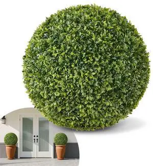 VEVOR Artificial Topiary Ball, 23 inch Faux Boxwood Plant Balls, Fake Silk Tree Look Real, Easy Assembly for Decor Front Porch Outdoor Patio Garden Balcony Backyard and Indoor Home Wedding, Green