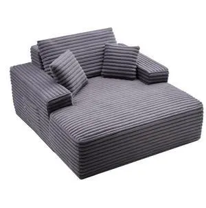 VEVOR Chaise Lounge Chair, 48 in Boneless Chaise Lounge Indoor, Modern Upholstered Oversized Reading Chair with Throw Pillows & Armrests, Sofa Couch Deep Seat Sleeper for Living Room, Bedroom, Balcony