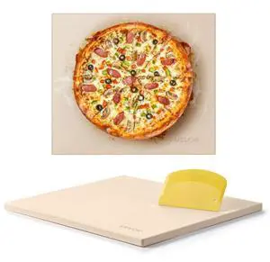 VEVOR Pizza Stone, 16 x 14 x 0.6 Inch Rectangular Cordierite Pizza Stone, Large Baking-Stone with Scraper, 1450 Heat-Resistant Cordierite Cooking Stones for Kitchen Bake Oven, BBQ Grilling