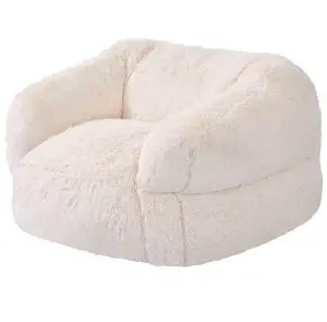 VEVOR Bean Bag Chair, BeanBag Sofa Chair with Armrests for Adults, Fluffy Plush & High-Density Foam Filling Adult Bean Bag with Zapper, Comfy Lazy Sofa Chair Ideal for Living Room, Bedroom, Beige