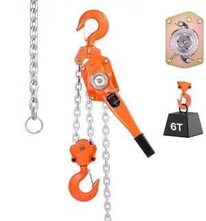 VEVOR Manual Lever Chain Hoist, 6T 13200LBS Capacity Heavy Duty Come Along, 20FT Lift G80 Alloy Steel Chain With Dual Pawl Mechanical Brake,360°Rotating Hooks, for Warehouse Construction Garage