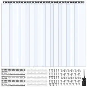 VEVOR Clear PVC Strip Curtain, 96 in Height x 60 in Width x 0.08 in Thickness, 10 PCS Walk in Freezer Cooler Curtain Strips, Smooth Waterproof Plastic Door Strips for Warehouse, Freezer, Garage Doors