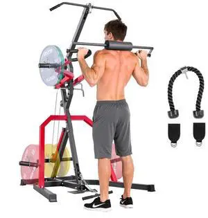 VEVOR Home Gym Equipment, Leverage Gym with 2:1 Ratio LAT Low Row System, Strength Training Machine for Squats Deadlifts Bench Press Bicep Curls, Home Gym Machine, Adjustable Full Body Workout Station