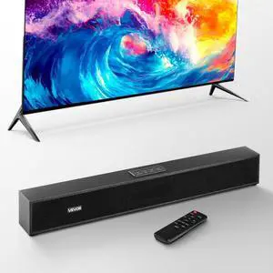 VEVOR Sound Bar for Smart TV, 2.0 Channel, 24-Inch Compact Soundbar TV Speakers for Projector, Bluetooth AUX Connection, Remote Control, Easy Setup, 80W Surround Sound System for PC Home Theater Audio