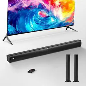 VEVOR Sound Bar for Smart TV, 2.0 Channel, 32-Inch 2 in 1 Detachable Soundbar TV Speakers, with Bluetooth HDMI AUX USB Connection, Remote Control, 80W Surround Sound System, for Home Theater Audio